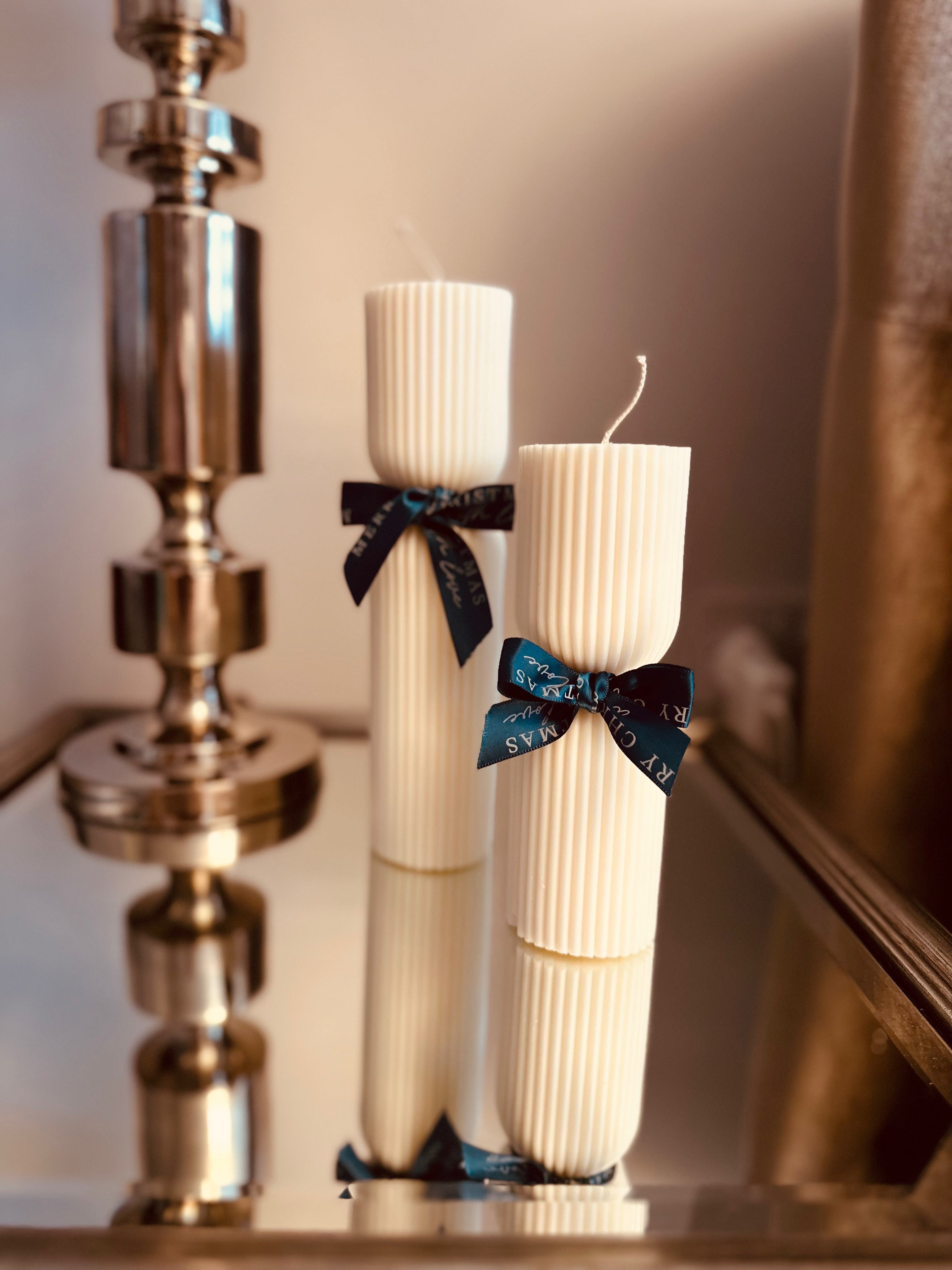 Ribbed Hourglass Pillar Candle